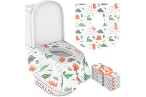 REASTAR Toilet Seat Covers Disposable Kids, 10 Pack Public Potty Covers for Toddlers, Extra Large Size, Waterproof, Self Adhesive, Portable, for Travel and Potty Training (Dinosaurs)