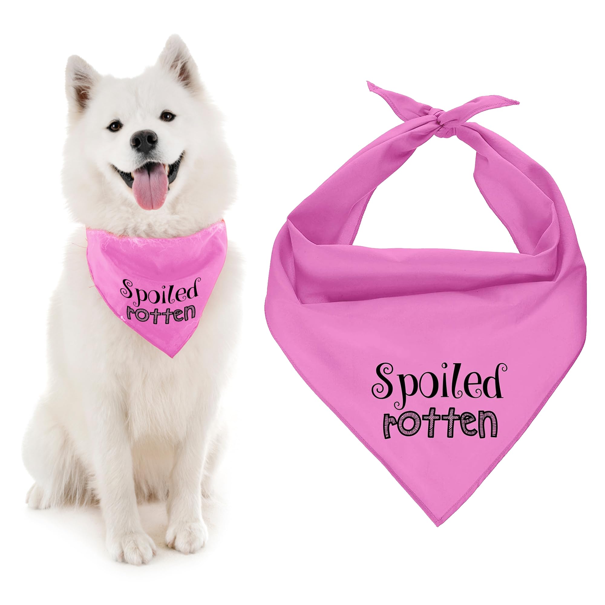 Parisian Pet Dog Bandana for Dogs and Cats - Dog Bandanas Large and Small Kerchief Scarfs - Dog Bandanas Spoiled Rotten