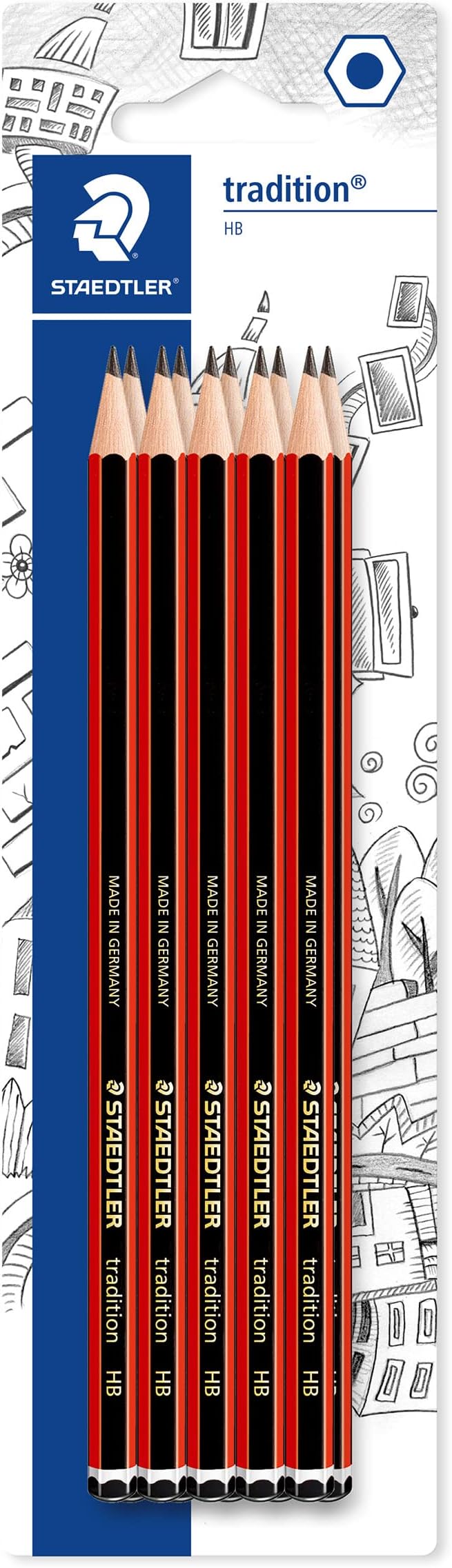 Staedtler 110HBK10D Tradition Graphite Pencil Pack of 10 HB Lead 2 mm