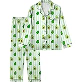 Nidoul Girls Pajamas Satin Pajama Set Silky Bow Pjs Long Sleeve Button Down Sleepwear Loungewear Sets for Big Kids 7-14Y