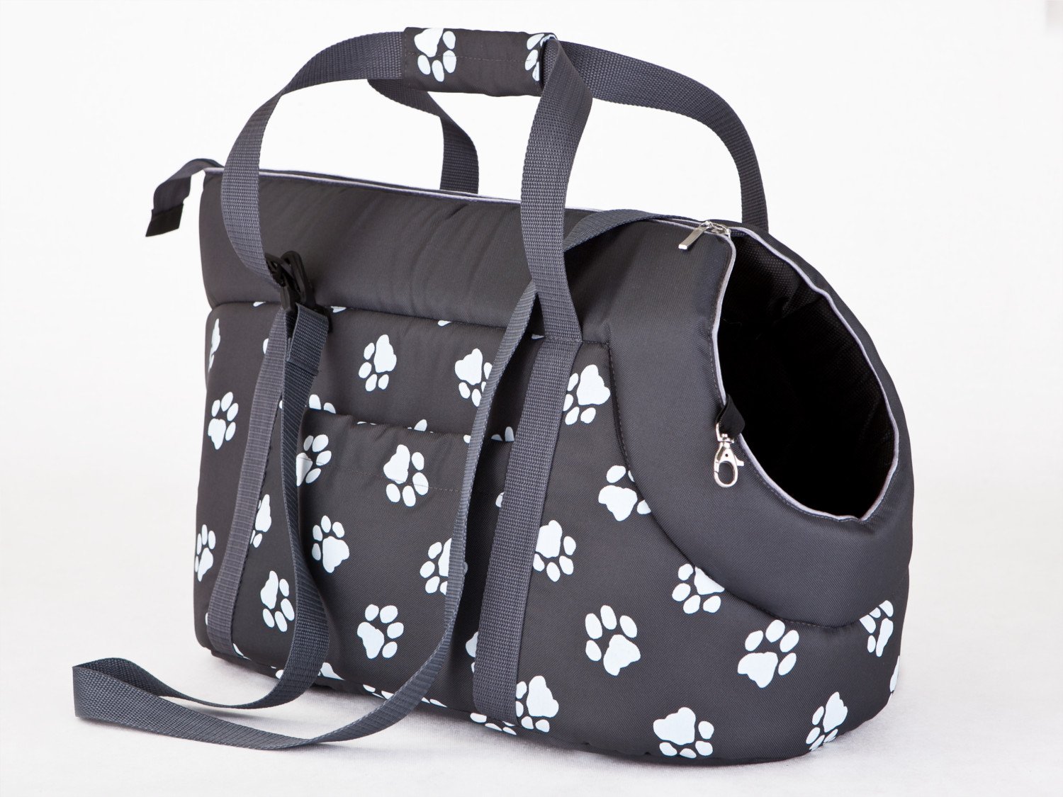 Hobbydog Transport Bag for Dogs and Cats, Size 3, Graphite with Paws Print