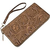 Bakurok Womens Wallet Wristlet RFID Blocking Floral Vegan Leather Purse Long Zip Around Clutch Large Capacity Card Holder
