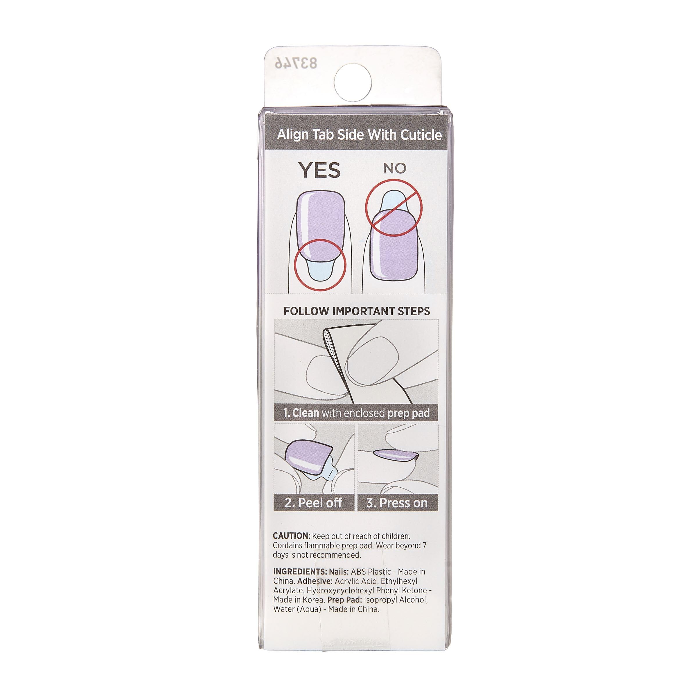 KISS imPRESS No Glue Mani Press On Nails, Color, 'Picture Purplect', Violet, Short Size, Squoval Shape, Includes 30 Nails, Prep Pad, Instructions Sheet, 1 Manicure Stick, 1 Mini File - Image 9