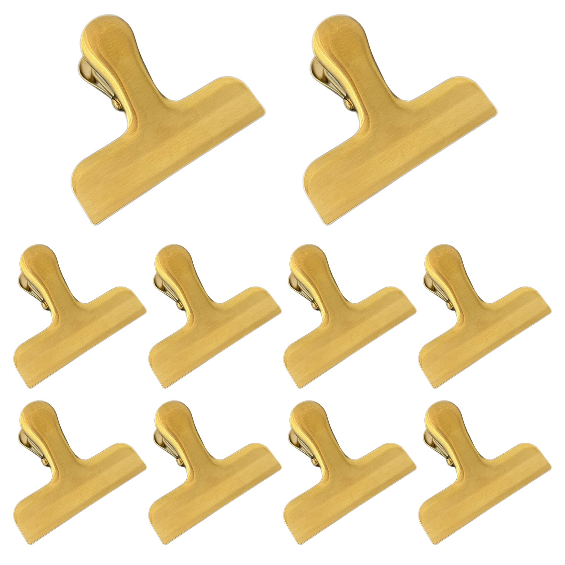 Dalababa 10 Pack 3 Inch Metal Large Bulldog Clips, Stainless Steel Drawing Board Binder Clips for Organizing Files, Photos, Bags, Papers - Gold
