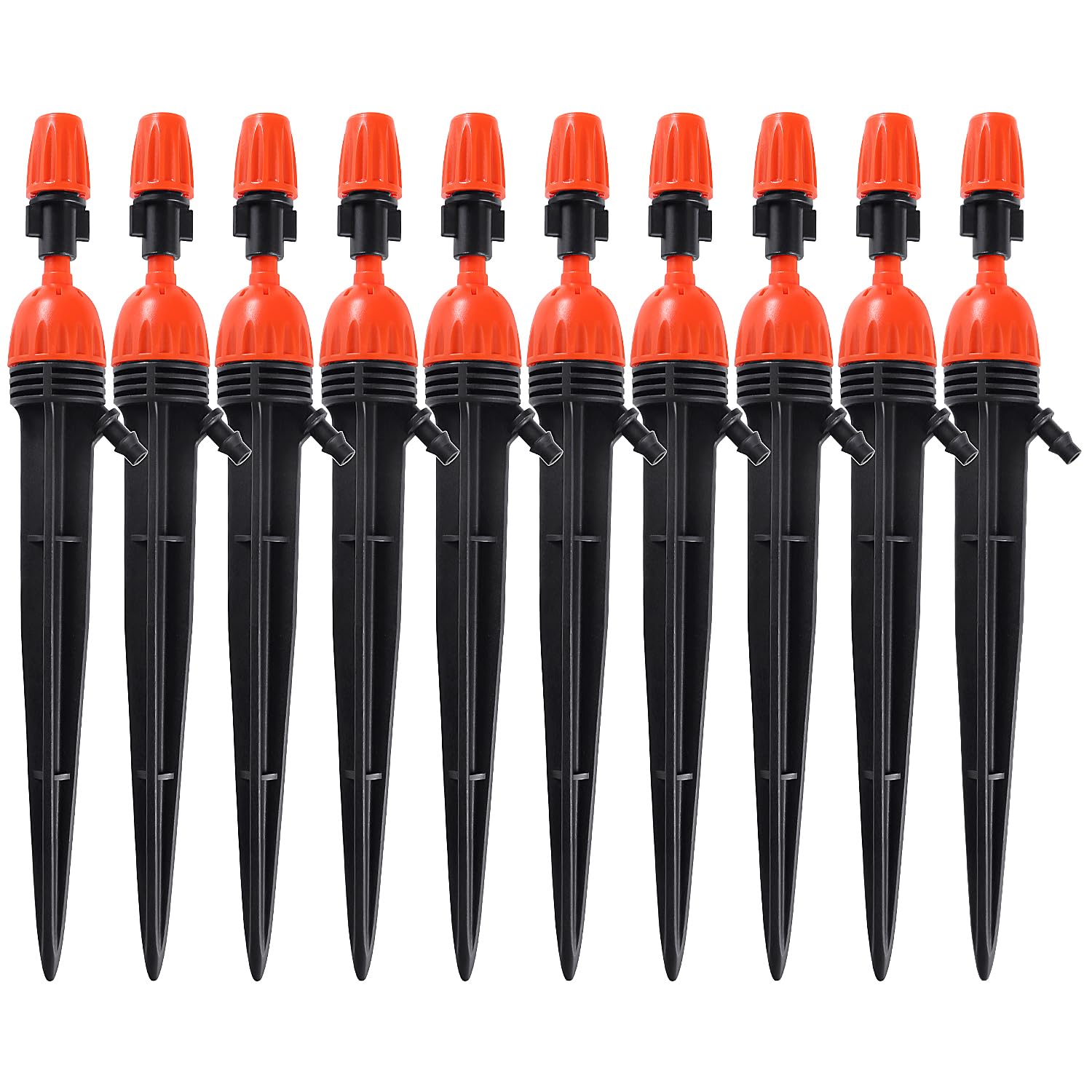VooGenzek 10 PCS Adjustable Drip Emitters Water Irrigation Drippers Kit, Adjustable Irrigation Drippers Sprinkler Emitter 2 In 1, 360 Degree Water Flow Drip Irrigation System, for 4/7mm Tube
