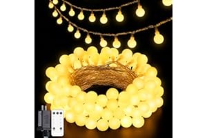 POTIVE Globe String Lights 43ft, 100 LED Fairy Lights Plug in with Remote for Bedroom,Classroom,Indoor,Party,Wedding-Warm White
