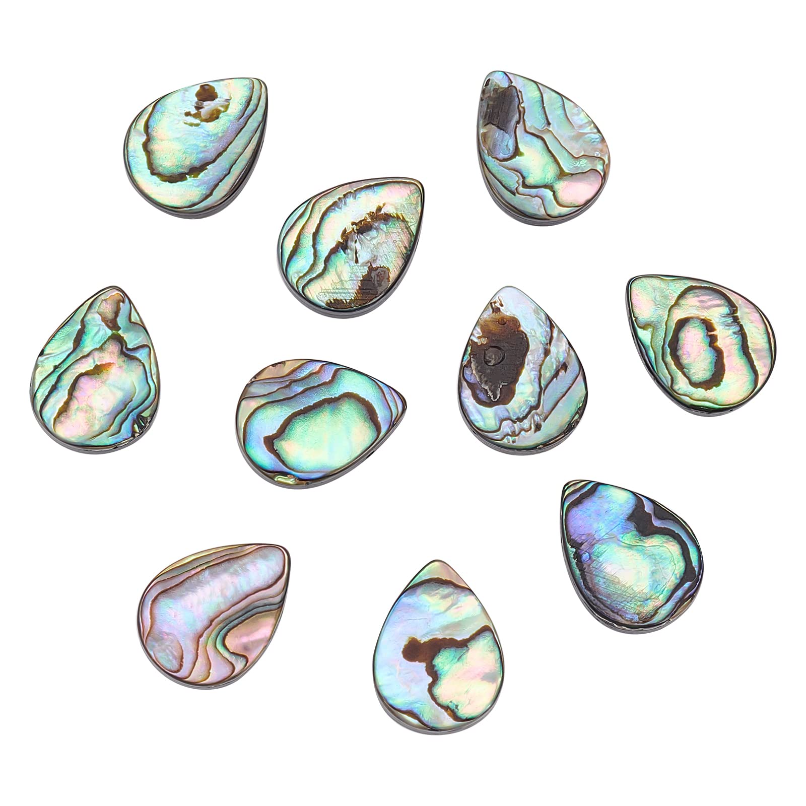 PandaHall 10 pcs Drop Shape Abalone Shell/Paua Shell Beads for Earring Bracelet Necklace Jewellery Making, Colorful