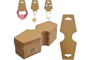 HuaCare 200pcs Bracelet Display Cards with Earring Holes, 4.7x1.8inch Earring Display Card, Brown Jewelry Hanging Cards, Earr