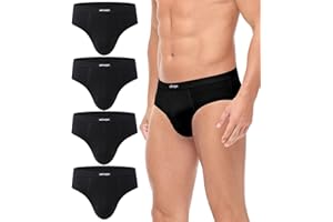 wirarpa Men's 100 Cotton Briefs Underwear No Fly Covered Waistband 4 Pack