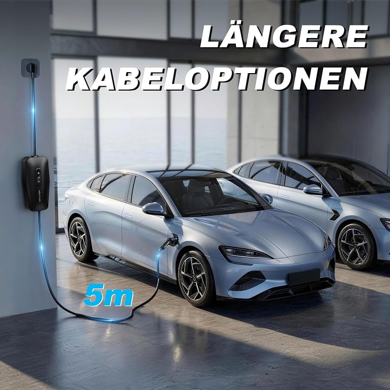 Ladekabel Typ 2, 3.68KW /5M Ladekabel Elektroauto, 16A EV Ladegerät, Typ 2 für Elektrofahrzeuge mit Einphasigem EU-Schuko, IP65 Kompatibel mit Model Y/3, XC60, ID.3, ID.4