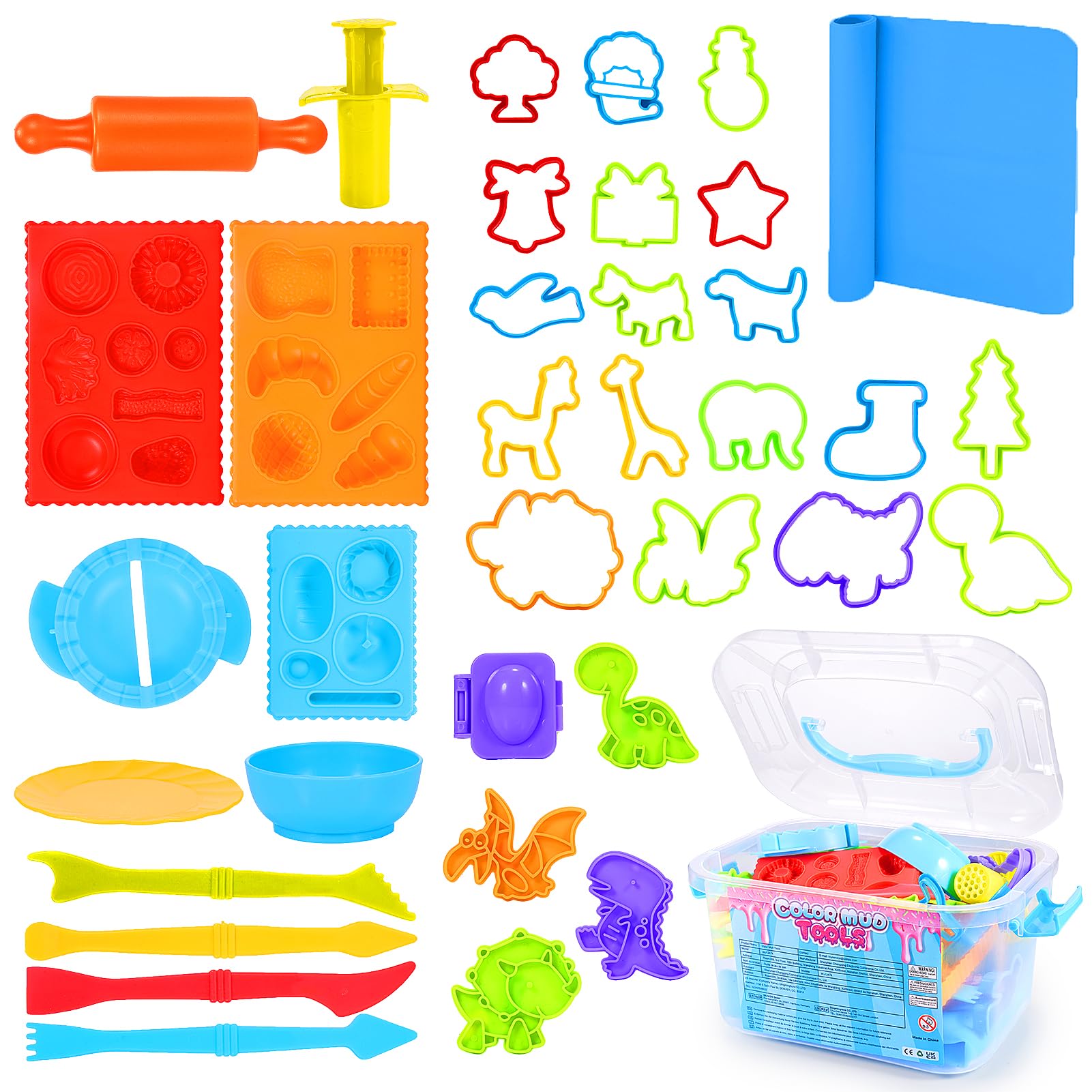 Photo 1 of ?Playdough Tool Set for 3-8 Year Olds | 30-Piece Playdough Accessory Kit with Animal Molds, Rolling Pin & Storage Box | STEM Educational Gift for Boys & Girls - Birthday, Christmas, Party Favor