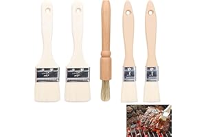 5 Pieces Pastry Brushes Basting Oil Brush with Boar Bristles and Beech Hardwood Handles, Pastry Brush Set - 5 Premium Brushes