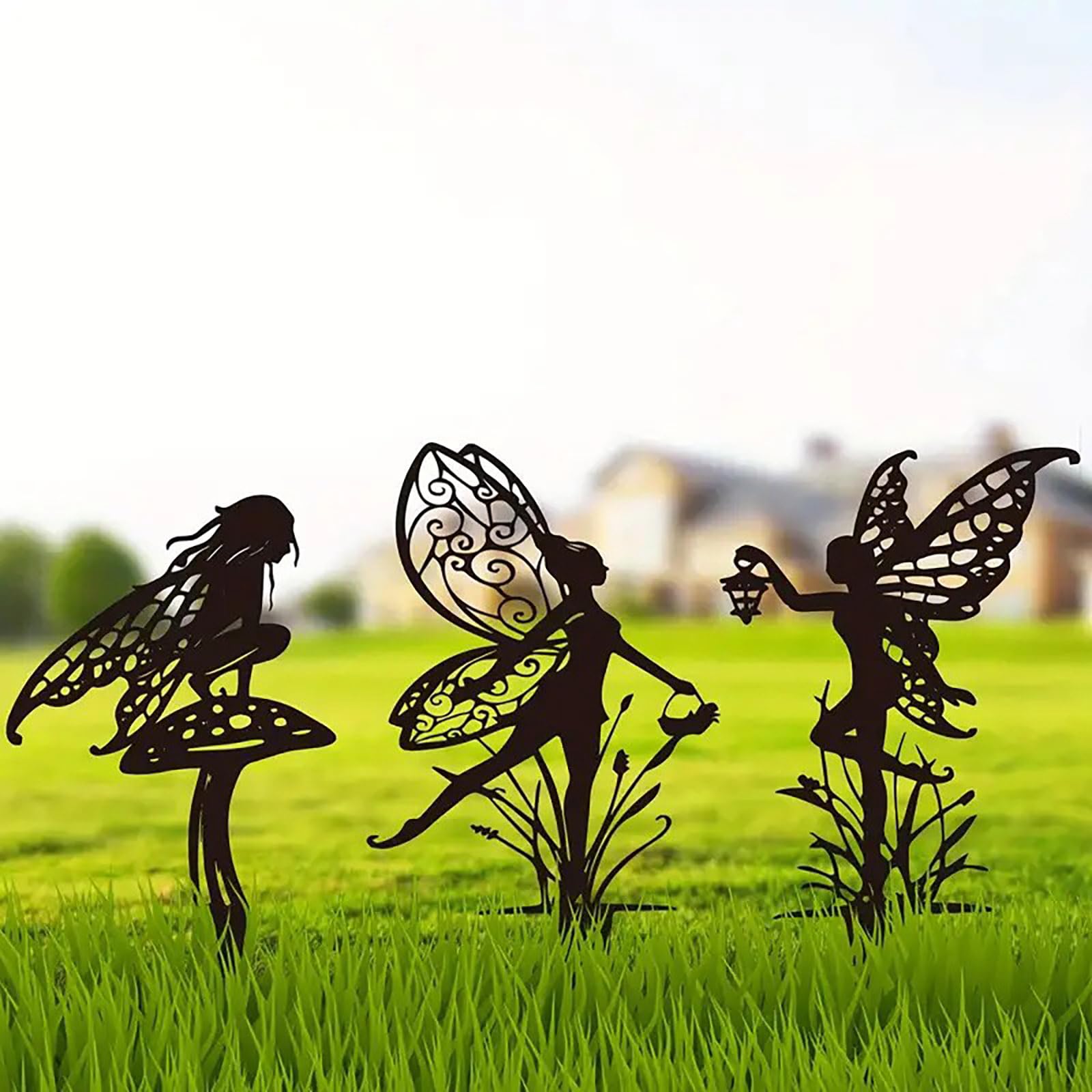 JGZTJXNK Garden Decorative Flower Elves 3 Piece Set, Metal Fairy Tale Statue, Suitable for Yard, Flower Pot, Lawn, Decoration Gift