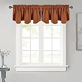 NICETOWN Burnt Orange Fall Valance for Kitchen, Blackout Curtain for Living Room Bathroom Farmhouse Country Rod Pocket Valance for Home Decor, 1 Panel, 52" Wide x 18" Long