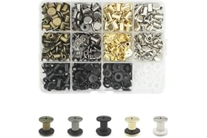 MABAHON 150 Set Leather Rivets Chicago Binding Screws M5 x 8mm Metal Rivet Leather Screws Fasteners Set Screw for Belt Repair