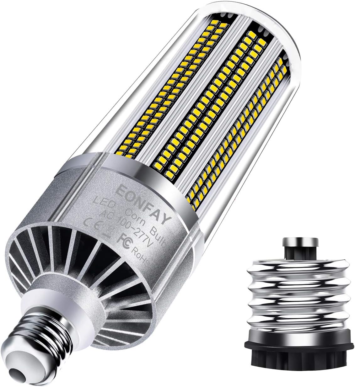EONFAY-100W LED Corn Light Bulb, 12000 Lumen, 1000Watt Equivalent, Cool Daylight, 5000K, E26 to E39 Mogul Base Adapter, for Large Area Commercial Lighting, Garage Warehouse Factory Bay and More
