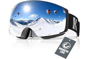 Innerking Interchangeable Ski Goggles, Magnetic Lens Snow Goggles, OTG Anti Fog Snowboard Goggles for Women Men Adult Youth