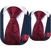 Barry.Wang 2 PACK Ties for Father and Son Fashion Children Tie Men Necktie Jacquard Handkerchief