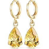 Crystalline Azuria Dange Women Teardrop Earrings with Box 18K Gold Plated Zirconia Crystals Teardrops Jewelry for Women