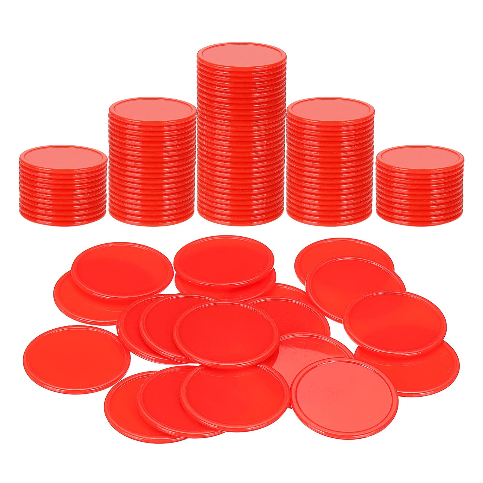 sourcing map 200Pcs Plastic Poker Chips, 1.5 Inch Learning Counters Counting Counters Disks Markers Opaque Game Tokens for Game Play Math Counting, Red