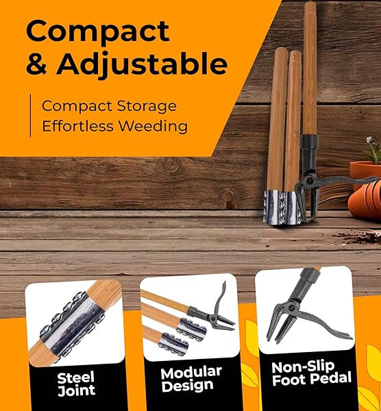 CRAFT911 STAND UP WEED PULLER TOOL WITH LONG HANDLE – DANDELION WEEDING TOOL, NO MORE BENDING