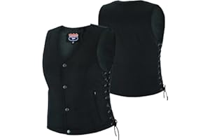 ROUTE66 HIGHWAY LEATHER Stylish Black Vest with Side Laces and Snap Buttons for Women