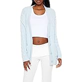 Forever 21 Womens Fuzzy Cable Knit Cardigan Sweater