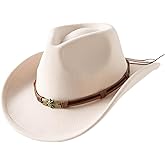 JOYEBUY Cowboy Hats for Kids Vintage Wide Brim Felt Cowboy Hat Girls Cowgirl Hat with Belt Buckle