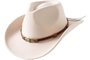JOYEBUY Cowboy Hats for Kids Vintage Wide Brim Felt Cowboy Hat Girls Cowgirl Hat with Belt Buckle