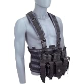 Rattlesnake Tactical Modular Chest Rig, Black Python, Holds Six Rifle and Six Pistol Magazines, Integrated MOLLE Webbing, Highly Configurable Load-Bearing System