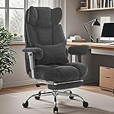Efomao Executive Office Chair, Soft-Cushioned Computer Chair with Foot Rest, Fabric Home Office Desk Chairs, Big and Tall Office Chairs, Black