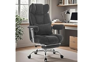 Efomao Big and Tall Office Chair, Executive Office Chair with Foot Rest, Ergonomic Fabric Computer Chair for Back Pain Relief