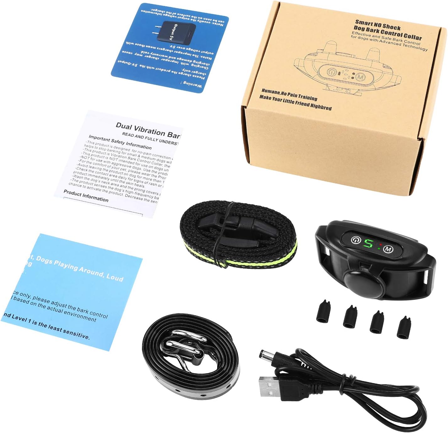Flittor Bark Collar, NO Shock Anti Barking Dog Collars with Rechargeable Adjustable Sensitivity and Intensity Beep Vibration - No Harm Shock for Small Medium Large Dogs : Kitchen & Dining