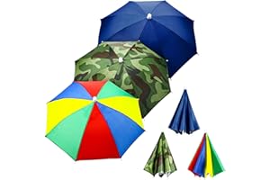 3 Pieces Rainbow Umbrella Hats Camouflage Fishing Cap Beach Umbrella Headband