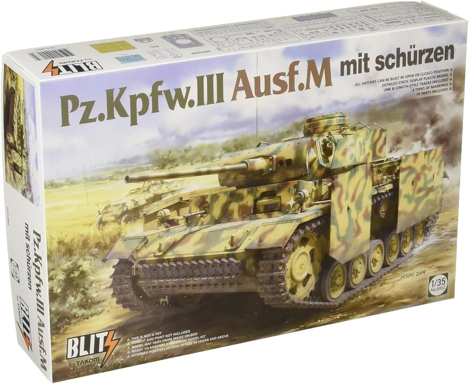 TAKOM 8002 1/35 Panzer III AUSF. M with Aprons