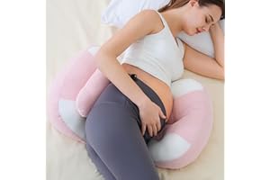 pobopobo Pregnancy Pillow for Pregnant Women, Soft Pregnancy Body Pillow, Maternity Pillow Used to Support and Relieve Pain or discomfort in The Waist, Abdomen and Buttocks, Adjustable (Pink)