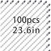 GEKIXUTP 100 pcs Dog Tag Chain Ball Chain Necklace Bulk,Military Dog tag Chain for Men Dog tags Chains,Beaded Chain Necklace Chains for Jewelry Making,Silver Nickel Plated Metal 23.6" Long 2.4mm Ball