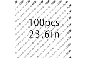 GEKIXUTP 100 pcs Dog Tag Chain Ball Chain Necklace Bulk,Military Dog tag Chain for Men Dog tag Chains,Beaded Chain Necklace Chains for Jewelry Making,Silver Nickel Plated Metal 23.6" Long 2.4mm Ball