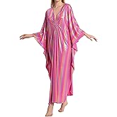 Bsubseach Kaftan Dresses for Women Sparkly Glitter Batwing Sleeve Kaftan Cover Up Beach Maxi Dress Loungewear