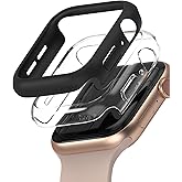 Ringke Slim for Apple Watch Series 6, 5, 4 (44mm), SE 3, 2, 1 (44mm) Case, Solid Lightweight Slim Cover for Women, Men - Clear & Matte Black