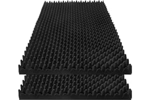 HWLIYUTAI 2 Pack Acoustic Panels, 48x24x2” Egg Crate Soundproof Foam Wall Panels High Density Fireproof Flame-retardant Noise Canceling Studio Foam Wall Panels for Echo Absorption Home Office (Black)