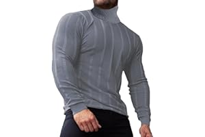 JoZorro Men Turtleneck Long Sleeve Sweater High Neck Top Slim Fit Lightweight Knit Roll Neck Pullover Sweaters for Men