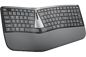 Nulea Ergonomic Wireless Keyboard, Split Design with Padded Wrist Rest for Natural Typing, Bluetooth & 2.4G Multi-Device Keyb