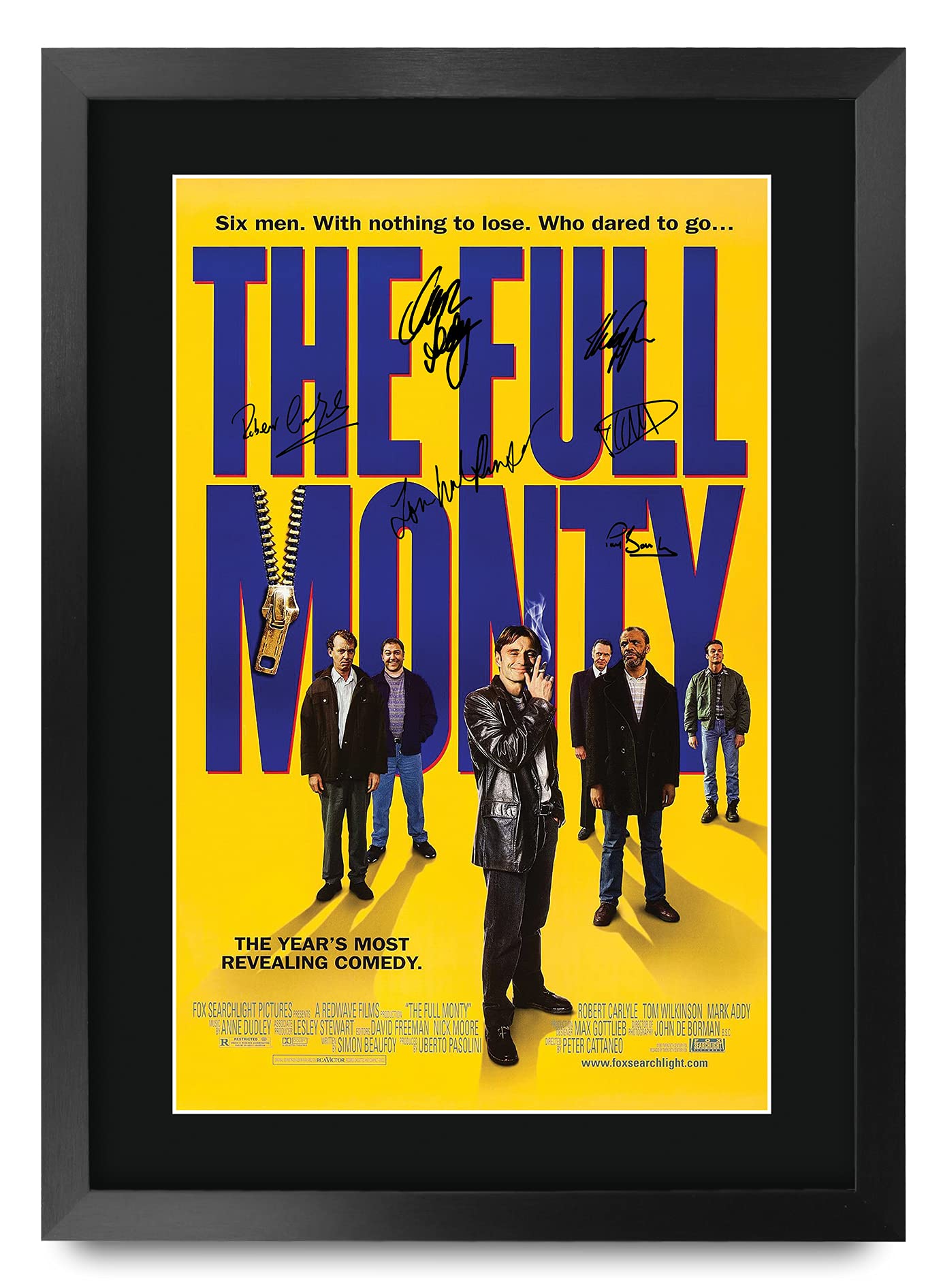 HWC Trading FR A3 The Full Monty Movie Poster Robert Carlyle Gifts Printed Poster Signed Autograph Picture for Movie Memorabilia Fans - A3 Framed