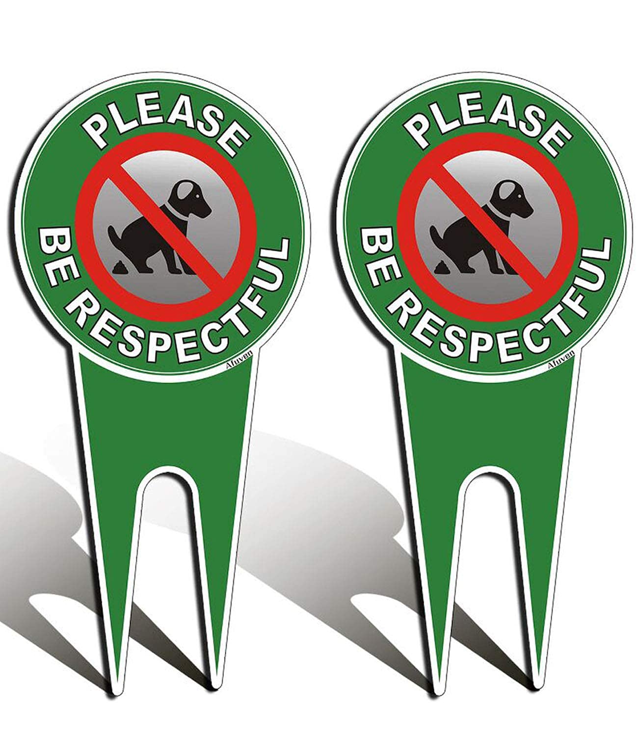 2 Pack No Poop Dog Signs Please Be Respectful Signs, Rust Free Aluminum, Easy Mounting Outdoor Use, Waterproof and Durable Ink