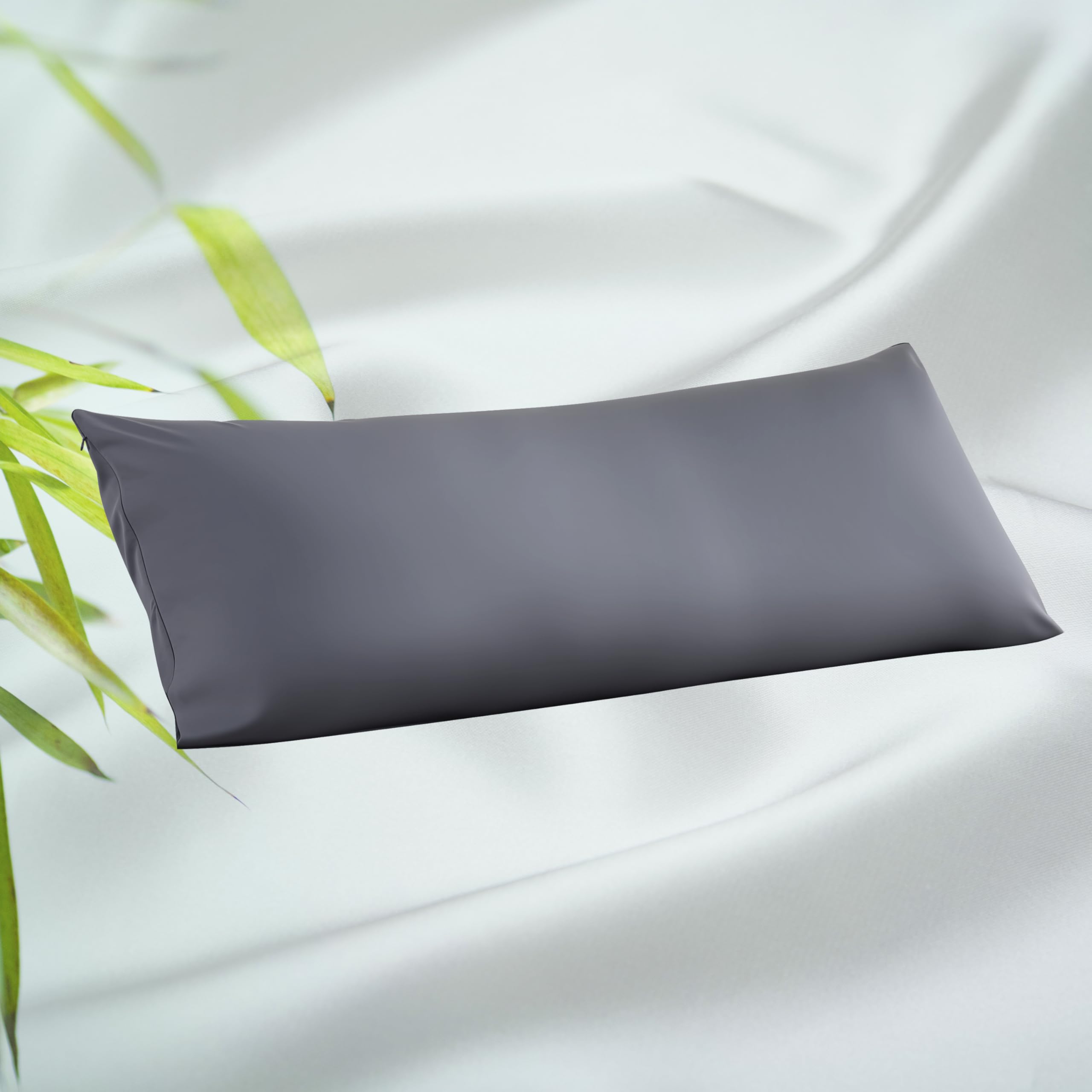Photo 1 of 1 Pack Body Size Bamboo Viscose Zippered Pillow Case,400 Thread Count Cooling Pillow Protectors for Hot Sleepers, Luxurious Hotel Quality - Silky, Soft, Breathable (20x54 Inches, Dark Grey)