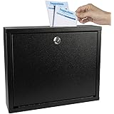Kyodoled Suggestion Box with Lock Wall Mounted,Mail Box, Key Drop Box Cards, Safe Lock Box,Ballot Box,Donation Box,3W x 10H x