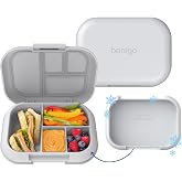 Bentgo Chill Kids 4-Compartment Bento Box Leakproof Lunch Box | Built-In Ice Pack, 3.3 Cup Capacity, BPA-Free, Microwave &amp; Dishwasher Safe Tray, Ideal for Ages 3&ndash;7 (Gray)