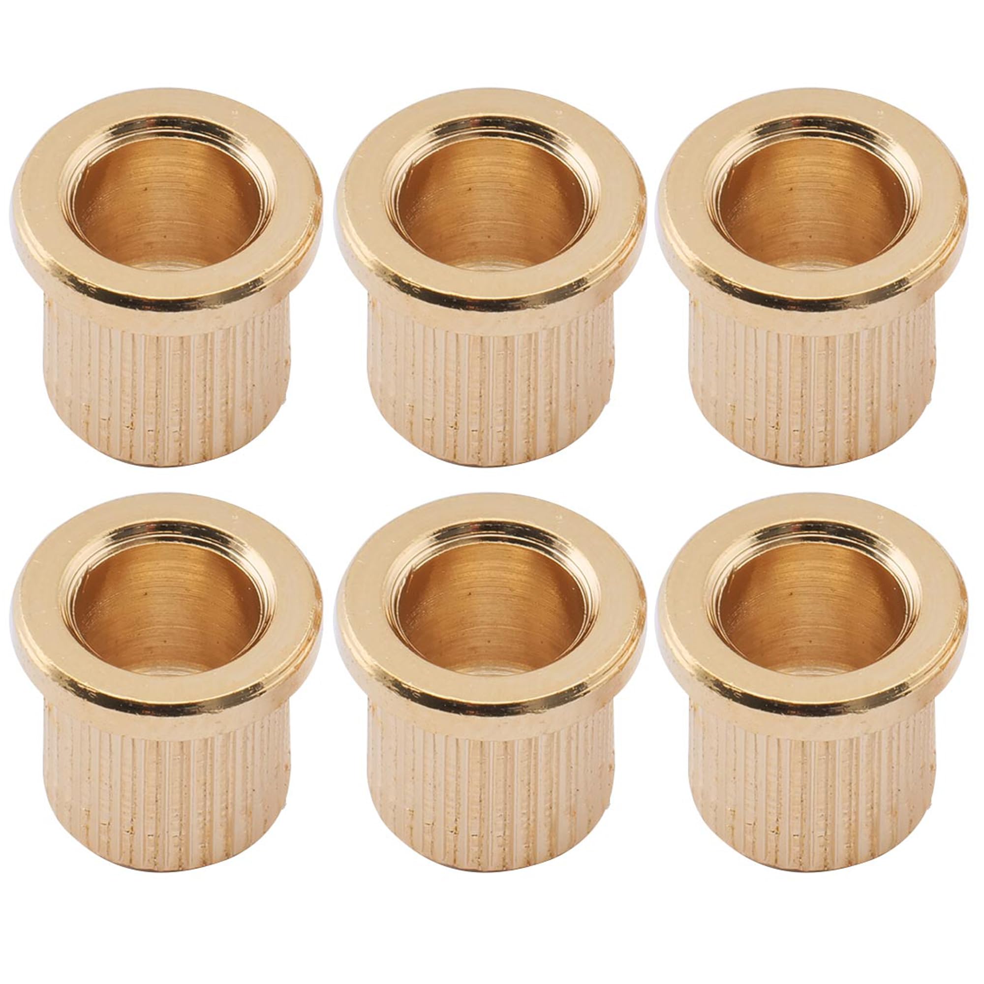 Musiclily Pro Big Lip Style Guitar String Through Body String Ferrules for Tele Telecaster/Hardtail Strat Style Electric Guitar, Gold (Set of 6)