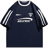 Aelfric Eden Graphic Tees Y2k Women Oversized T Shirts Striped Patchwork Crewneck Unisex Streetwear Tops